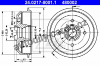 Brzdový buben ATE 24.0217-8001 - FORD