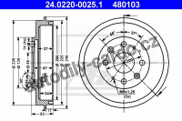 Brzdový buben ATE 24.0220-0025 (AT 480103) - MAZDA