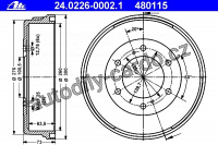 Brzdový buben ATE 24.0226-0002 (AT 480115) - NISSAN