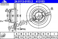 Brzdový kotouč ATE 24.0113-0153 (AT 413153) - ALFA ROMEO