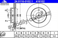 Brzdový kotouč ATE 24.0116-0102 (AT 416102) - TOYOTA