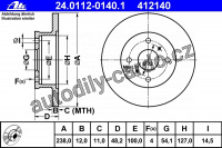 Brzdový kotouč ATE 24.0112-0140 (AT 412140) - TOYOTA