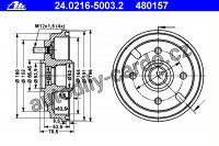 Brzdový buben ATE 24.0216-5003 (AT 480157) - DAIHATSU