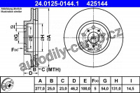 Brzdový kotouč ATE 24.0125-0144 (AT 425144) - TOYOTA