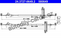 Lanko ruční brzdy ATE 24.3727-0649 (AT 580649)