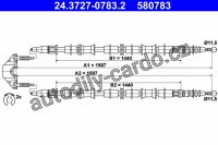 Lanko ruční brzdy ATE 24.3727-0783 (AT 580783) - OPEL