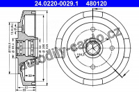 Brzdový buben ATE 24.0220-0029 (AT 480120) - MAZDA