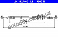 Lanko ruční brzdy ATE 24.3727-0311 (AT 580311)