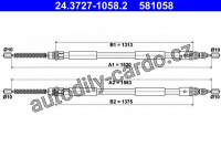 Tažné lanko, parkovací brzdy ATE 24.3727-1058 (AT 581058)