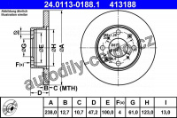 Brzdový kotouč ATE 24.0113-0188 (AT 413188) - ROVER