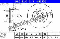 Brzdový kotouč ATE 24.0122-0153 (AT 422153) - TOYOTA