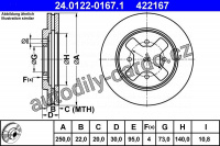 Brzdový kotouč ATE 24.0122-0167 (AT 422167) - NISSAN