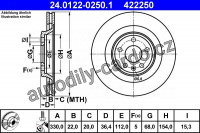 Brzdový kotouč ATE 24.0122-0250 (AT 422250) - AUDI