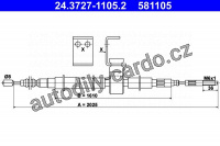 Lanko ruční brzdy ATE 24.3727-1105 (AT 581105)