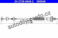 Tažné lanko, ovládání spojky ATE 24.3728-0848 (AT 590848)