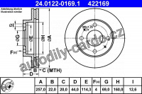 Brzdový kotouč ATE 24.0122-0169 (AT 422169) - HYUNDAI
