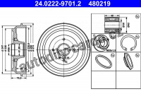Brzdový buben ATE 24.0222-9701 (AT 480219) - PEUGEOT