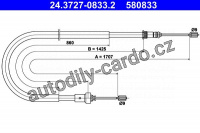 Tažné lanko, parkovací brzdy ATE 24.3727-0833 (AT 580833)