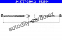 Tažné lanko, parkovací brzdy ATE 24.3727-2504 (AT 582504) - AUDI, SEAT, ŠKODA