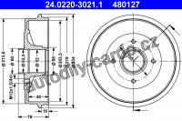 Brzdový buben ATE 24.0220-3021 (AT 480127) - DACIA, RENAULT