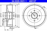 Brzdový buben ATE 24.0220-3021 (AT 480127) - DACIA, RENAULT