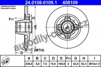 Brzdový kotouč ATE 24.0108-0109 (AT 408109) - RENAULT