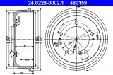 Brzdový buben ATE 24.0228-0002 (AT 480159) - OPEL