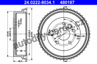 Brzdový buben ATE 24.0222-8034 (AT 480187) - DAIHATSU