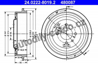 Brzdový buben ATE 24.0222-8019 (AT 480087) - RENAULT