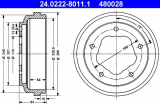 Brzdový buben ATE 24.0222-8011 - FORD