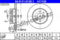 Brzdový kotouč ATE 24.0111-0129 (AT 411129) - FIAT
