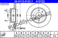 Brzdový kotouč ATE 24.0112-0123 (AT 412123) - NISSAN