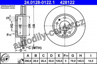 Brzdový kotouč ATE 24.0128-0122 (AT 428122) - BMW