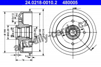 Brzdový buben ATE 24.0218-0010 (AT 480005) - FORD