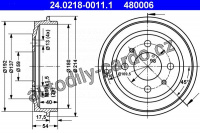 Brzdový buben ATE 24.0218-0011 (AT 480006) - FIAT, LANCIA