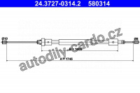 Lanko ruční brzdy ATE 24.3727-0314 (AT 580314)
