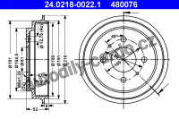 Brzdový buben ATE 24.0218-0022 (AT 480076) - NISSAN