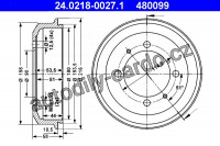 Brzdový buben ATE 24.0218-0027 (AT 480099) - HYUNDAI