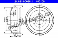 Brzdový buben ATE 24.0218-0028 (AT 480100) - NISSAN