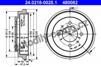 Brzdový buben ATE 24.0218-0025 (AT 480082) - NISSAN