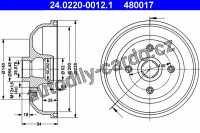 Brzdový buben ATE 24.0220-0012 (AT 480017) - OPEL
