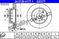 Brzdový kotouč ATE 24.0120-0177 (AT 420177) - KIA