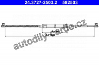 Lanko ruční brzdy ATE 24.3727-2503 (AT 582503) - ŠKODA