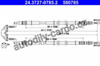 Lanko ruční brzdy ATE (AT 580785) 24.3727-0785.2 - OPEL