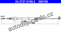 Lanko ruční brzdy ATE 24.3727-0186 (AT 580186) - VW