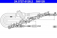 Tažné lanko, parkovací brzdy ATE 24.3727-0128 (AT 580128) - AUDI