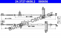 Lanko ruční brzdy ATE 24.3727-0656 (AT 580656) - FORD