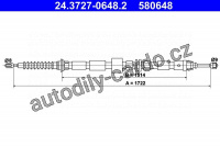Tažné lanko, parkovací brzdy ATE 24.3727-0648 (AT 580648)
