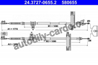 Lanko ruční brzdy ATE 24.3727-0655 (AT 580655)