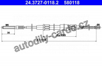 Lanko ruční brzdy ATE 24.3727-0118 (AT 580118)